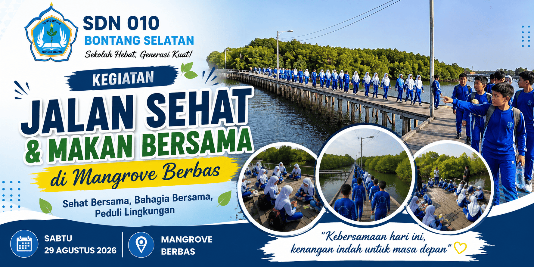 Jalan Sehat dan Makan Bersama di Mangrove Berbas, Pererat Kebersamaan Warga Sekolah